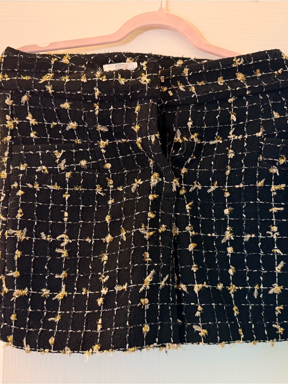 A Loves A Size 8 Black Gold Metallic Tweed Mini Skirt